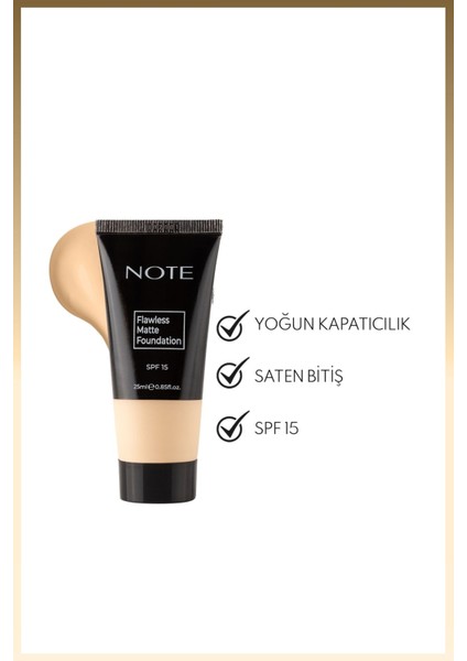 Flawless Matte Foundation SPF15 Yoğun Kapatıcı Mat Bitişli Fondöten - 01 Açık fiyatları