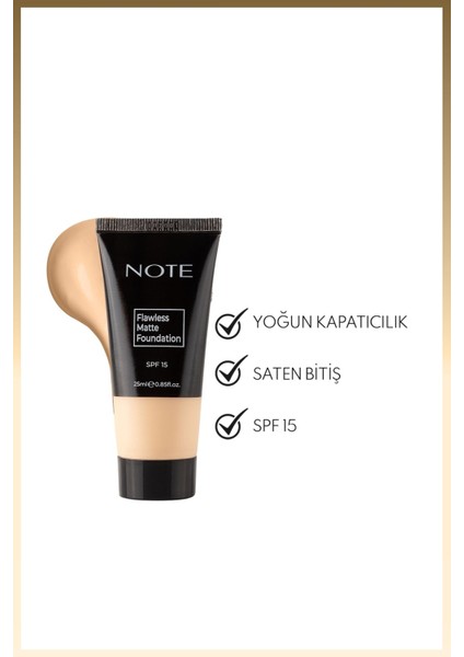 Cosmetics Flawless Matte Foundation SPF 15 Yoğun Kapatıcı Mat Bitişli Fondöten - 02 Orta fiyatları