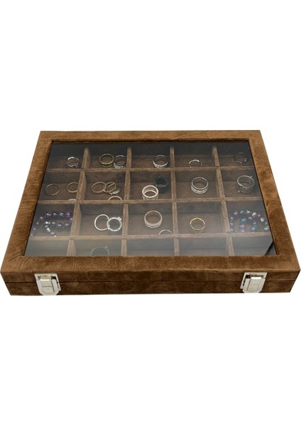 20 Bölmeli Şık Takı Düzenleyici, Süet Kaplama, Beyaz Renk fiyatları