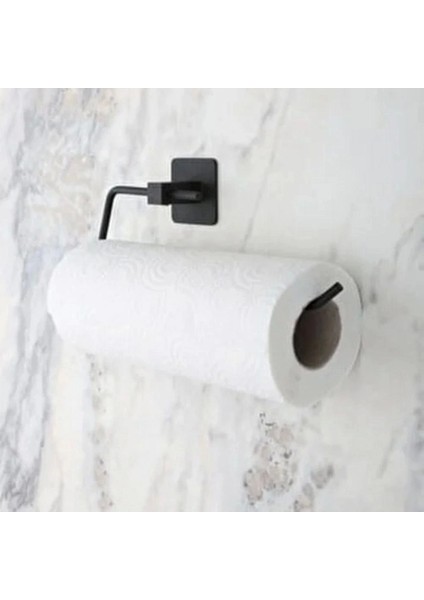 Kendiliğinden Yapışkanlı Siyah Paslanmaz Metal Rulo Havluluk Aparat (5047)
