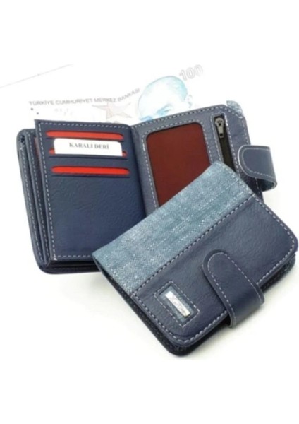 Kot Kumaş Bozuk ve Kağıt Para Kartlık ve Cüzdan NEW134 - Mavi - Lacvert