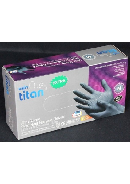 Extra Siyah Nitril Muayene Eldiveni Pudrasız Ultra Strong Medium M