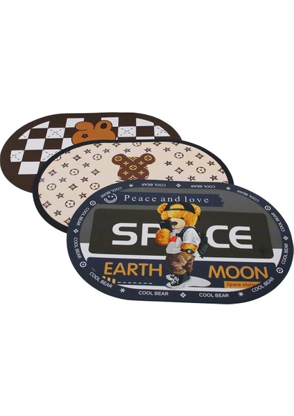 Oval Su Emici - Sihirli Banyo Paspası Renkli Desenli - Resimli Elastik 57 x 37.5cm (5047)