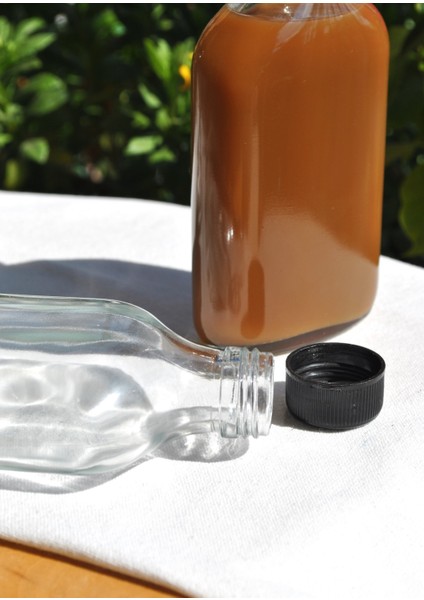 6'lı Cam Şeffaf Cold Brew Şişesi Sızdırmaz Siyah Plastik Kapaklı 200 ml Yassı Şişe modelleri