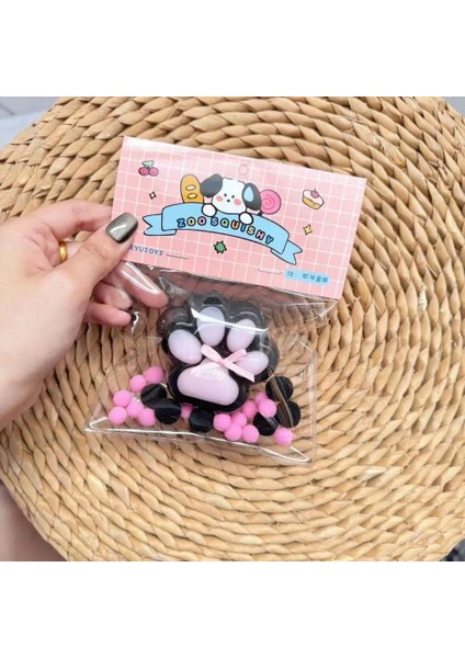 Kedi Patisi Squishy Stress Oyuncağı Sukuşi Pati, Siyah-Pembe indirimleri