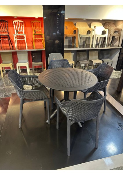 Royal Yuvarlak Masa Takımı 4 Kişilik 90X90 Balkon Teras Bahçe Masa Takımı A Plus fiyatları