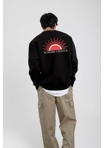 Siyah Güneş Baskılı Sweatshirt