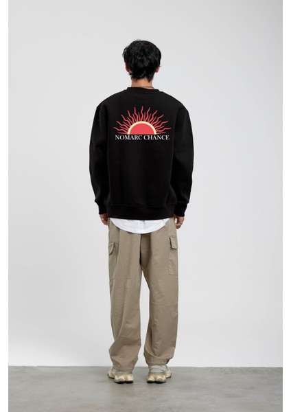 Siyah Güneş Baskılı Sweatshirt modelleri