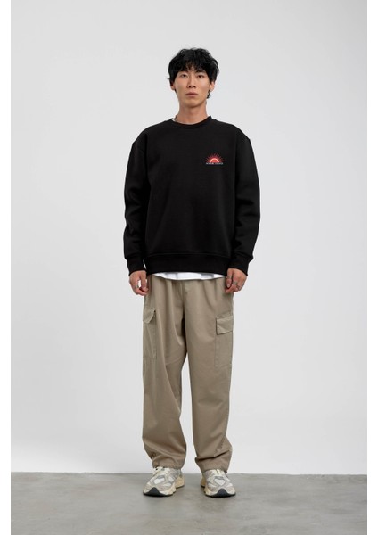 Siyah Güneş Baskılı Sweatshirt fırsatları