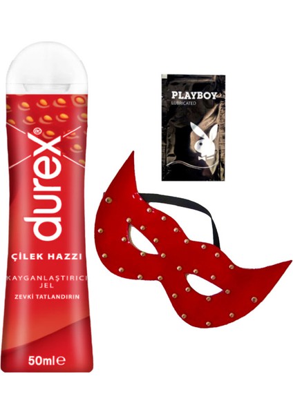 Çilek Hazzı 50 ml Jel + Kırmızı Deri Göz Maskesi + Hediye