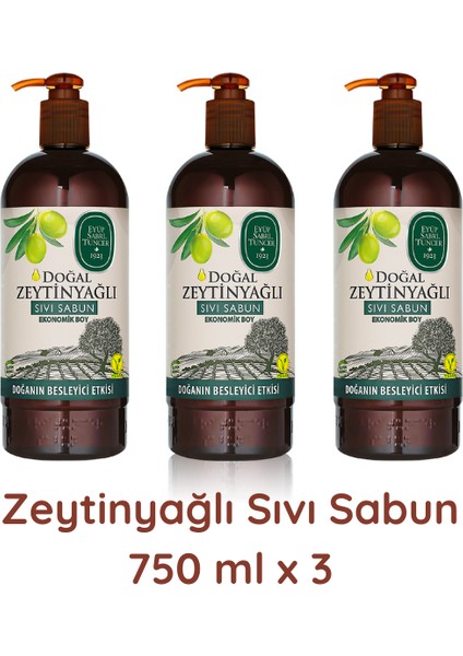 Doğal Zeytinyağlı Sıvı Sabun - 750 ml 3 Adet