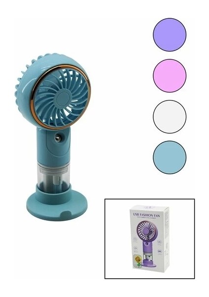 Su Spreyli ve Telefon Tutacaklı Mini El Fanı