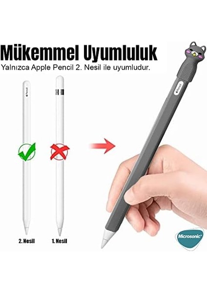 Pencil (2. Nesil) Için Kılıf Figürlü Silikon Siyah fiyatları