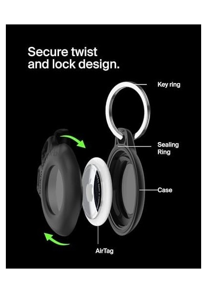 Airtag Anahtarlık ile Kılıf (Secure Holder Air Tag Için Koruyucu Kılıf, Çizilmeye Karşı Korumalı Aksesuar), 2'li Paket, Mavi modelleri