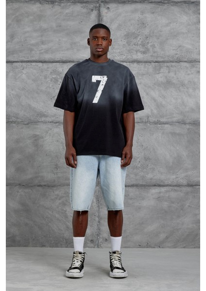 Siyah 7 Numara Oversize Tshirt