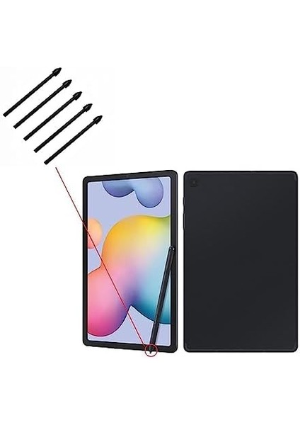 S-Pen Yedek Uçlar Galaxy Tab S7 Fe/tab S7 / Tab S7+ Plus/galaxy Tab S8 / Tab S8+ Plus/tab S8 Ultra Için Dokunmatik Stylus S Pen Uçlar Uç Alet Seti, 5 Adet (Siyah) modelleri