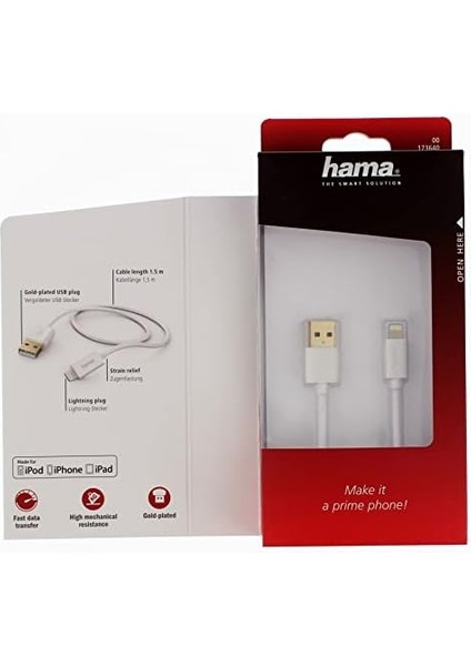 173640 Altın Uçlu 1.5m Lightning USB Kablo, Beyaz fiyatları