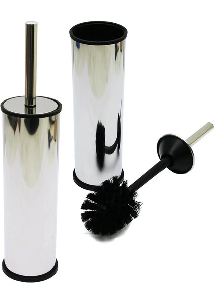 Mikro-1 Eko Metal Klozet Wc Fırça Seti Düz Kapak (5047)