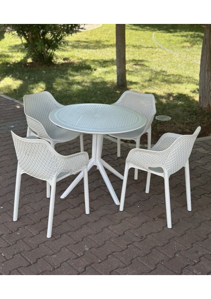 Royal Yuvarlak Masa Takımı 4 Kişilik 90X90 Balkon Teras Bahçe Masa Takımı A Plus fiyatları