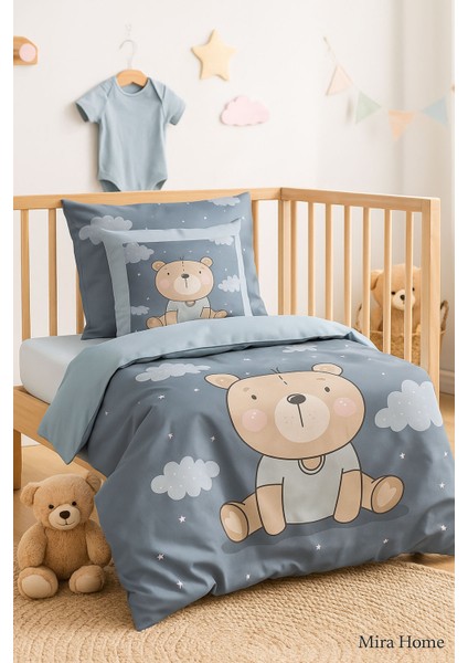 Dijital Baskılı 3D Pamuklu Yenidoğan Bebek Nevresim Takımı Blue Bear fiyatları