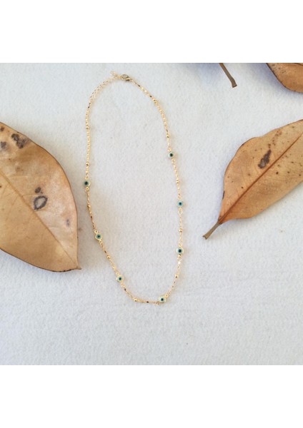 Mini Nazar Boncuklu Kolye Altın Renk