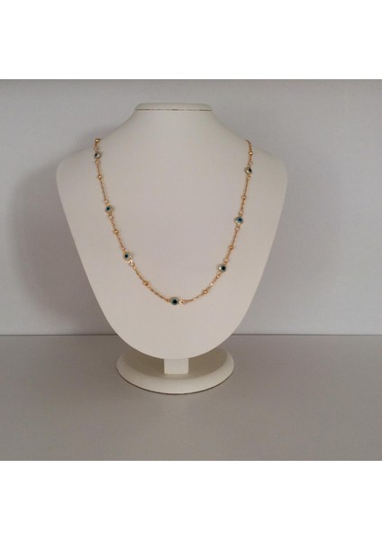 Mini Nazar Boncuklu Kolye Altın Renk modelleri