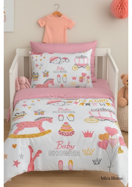 Dijital Baskılı 3D Pamuklu Yenidoğan Bebek Nevresim Takımı Happy Baby Shower