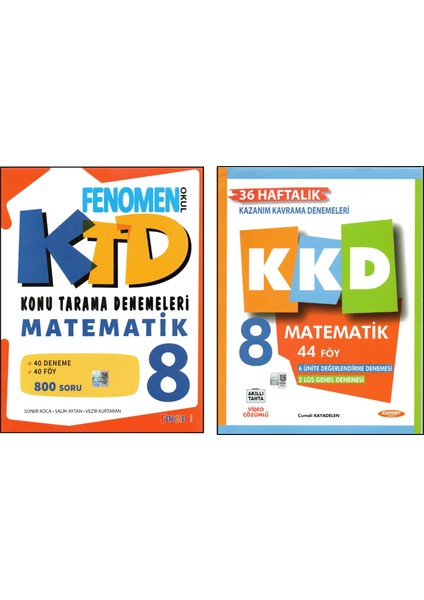 Fenomen 8. Sınıf Matematik Ktd+Kurmay Matematik Kazanım Kavrama Denemeleri (2 Kitap)