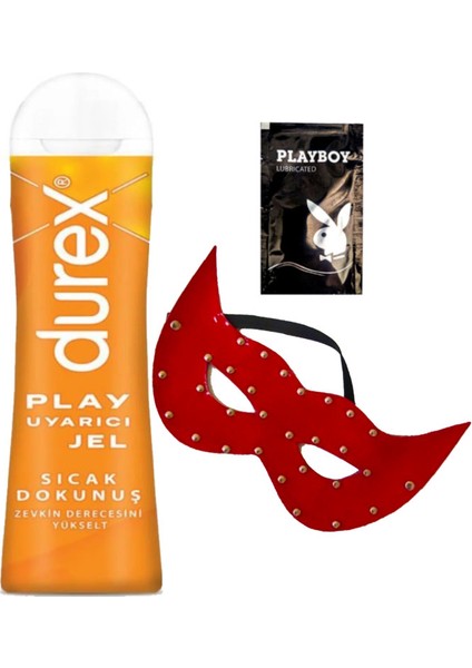 Play Sıcak Dokunuş Bay Bayan Uyarıcılı Jel 100 ml + Kırmızı Deri Göz Maskesi + Hediye
