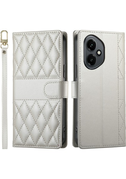 Honor 400 5g Eşkenar Dörtgen Dikişli Cüzdan Standı Deri Telefon Kılıfı Kayışlı (Yurt Dışından)