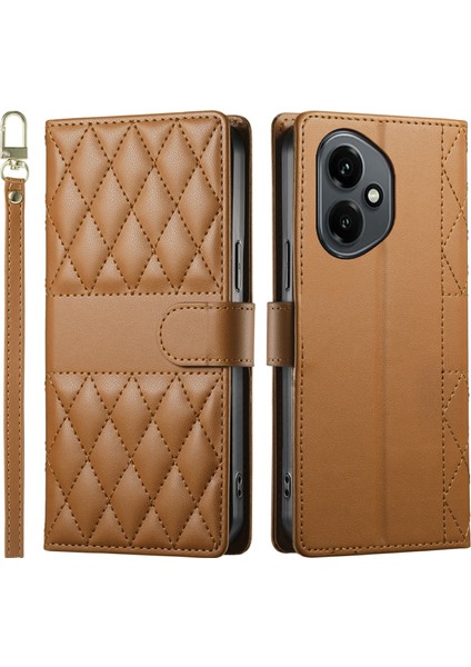 Honor 400 5g Eşkenar Dörtgen Dikişli Cüzdan Standı Deri Telefon Kılıfı Kayışlı (Yurt Dışından)