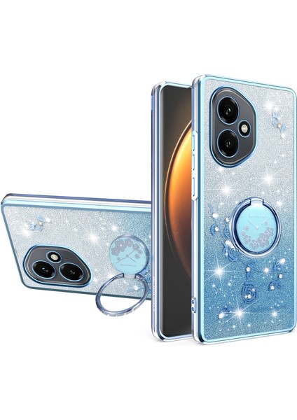 Honor 400 5g Yüzük Kickstand Tpu Çiçekler Telefon Kılıfı Degrade Parıltı (Yurt Dışından)
