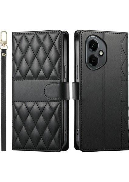 Honor 400 5g Eşkenar Dörtgen Dikişli Cüzdan Standı Deri Telefon Kılıfı Kayışlı (Yurt Dışından)