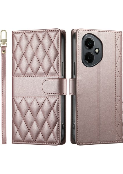 Honor 400 5g Eşkenar Dörtgen Dikişli Cüzdan Standı Deri Telefon Kılıfı Kayışlı (Yurt Dışından)