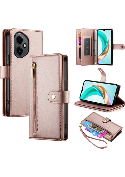 Honor 400 5g Fermuarlı Cep Cüzdan Deri Telefon Kılıfı Kayışlı (Yurt Dışından)