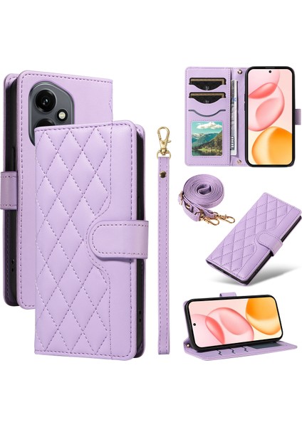 Honor 400 5g Cüzdan Kılıfı Eşkenar Dörtgen Deri Telefon Kılıfı Kayışlı (Yurt Dışından)