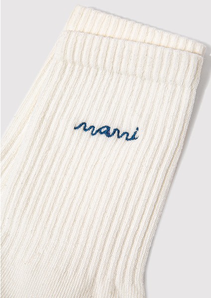 Mavi Logo İşlemeli Beyaz Soket Çorap 1913235-620 fiyatları