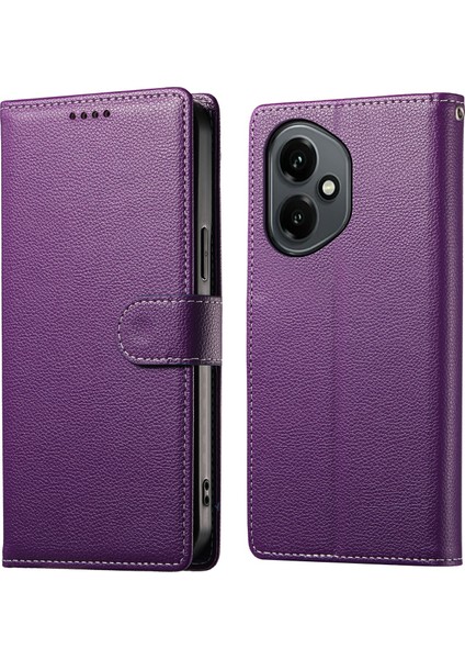 Honor 400 5g Litchi Doku Deri Cüzdan Telefon Kılıfı (Yurt Dışından)