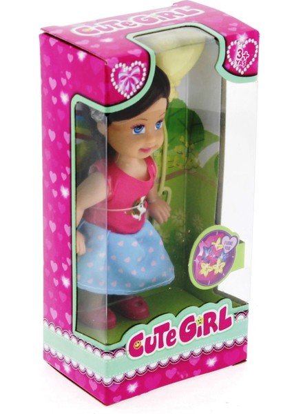 Cute Girl Sarı Balonlu Kumral Mini Bebek
