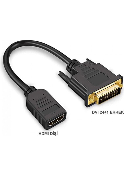 DVI -D 24+1 Erkek To Hdmı Dişi Çevirici Video Kablo 30 cm fiyatları