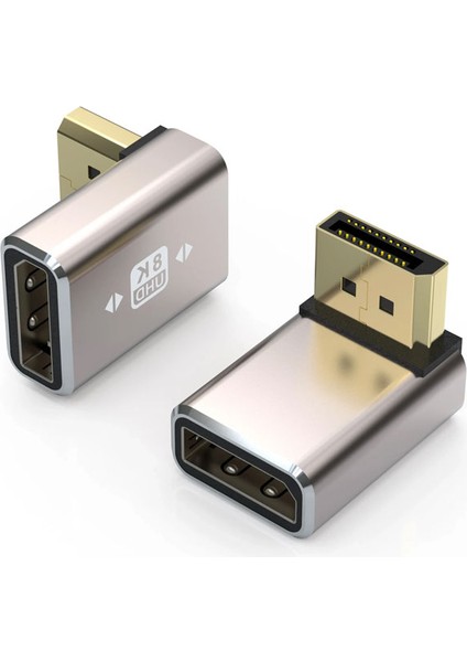 Display Port 8k UHD Dişi Erkek 90 Derece Çevirici Dönüştürücü Adaptör