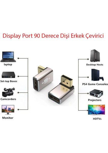 Display Port 8k UHD Dişi Erkek 90 Derece Çevirici Dönüştürücü Adaptör fırsatları