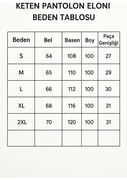 Ince Yazlık Geniş Paça Cepsiz Keten Pantolon