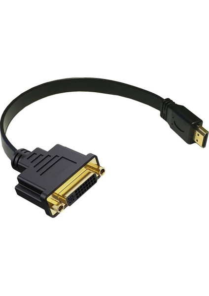 Hdmı Erkek To DVI 24+5 Dişi Slim Yassı Çevirici Kablo 30 cm