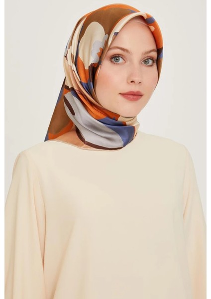 Tivil İpek Eşarp 9200 - 33 Turuncu Karışık Desen