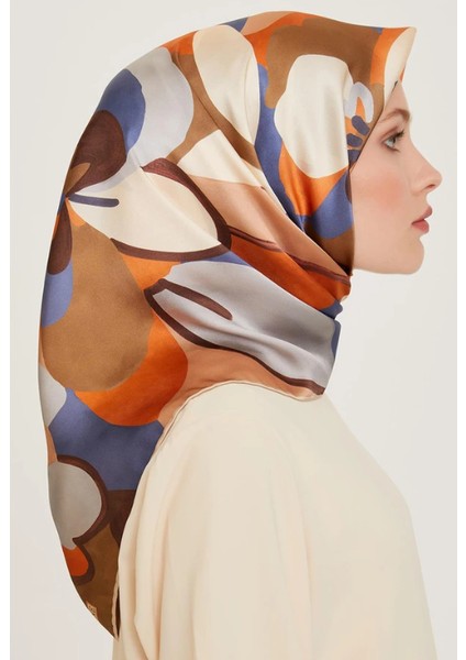 Tivil İpek Eşarp 9200 - 33 Turuncu Karışık Desen fiyatları