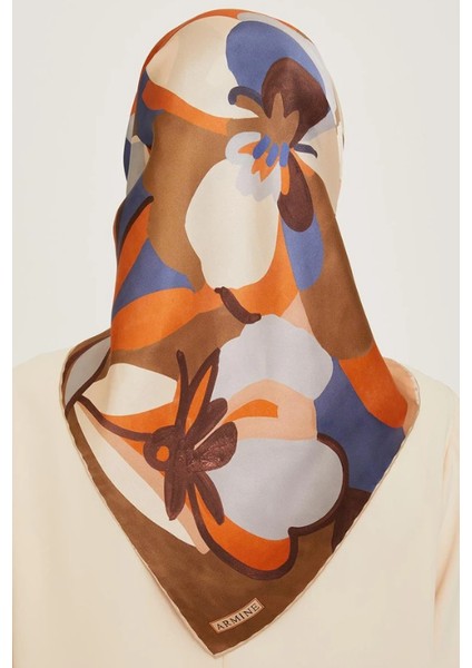 Tivil İpek Eşarp 9200 - 33 Turuncu Karışık Desen modelleri