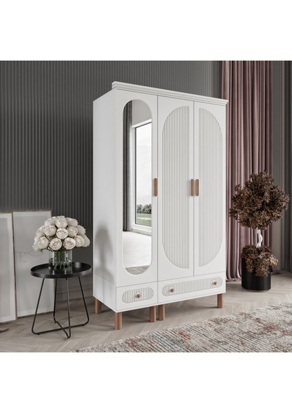 Furkan 3 Kapaklı Gardırop Bohem Dolap 120cm