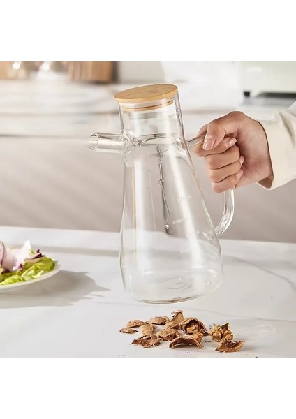 Ciho Bambu Kapaklı 900ML Borosilikat Cam Yağlık modelleri