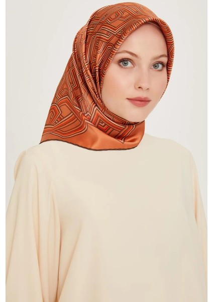 Tivil İpek Eşarp 9213 - 06 Turuncu Karışık Desen